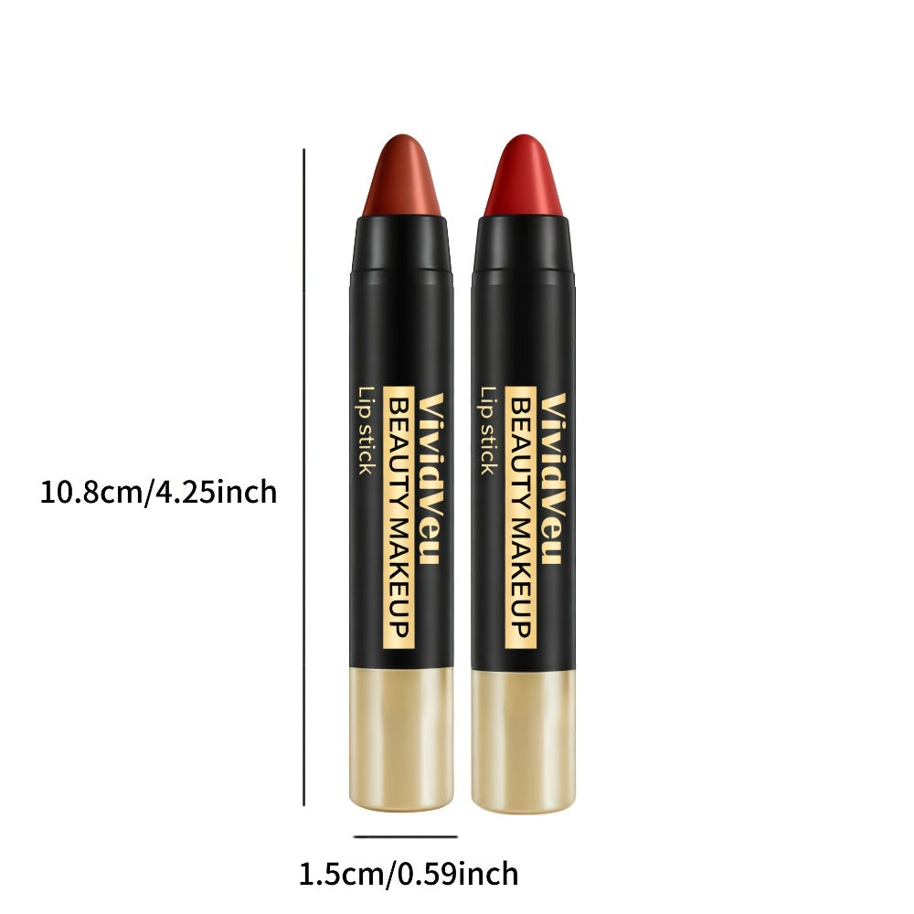 Six-Piece Lipstick Pen Set with Black-and-Gold Cases, Six Pictured Shades and 10.8 cm Stick Length