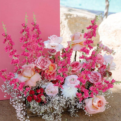 Artificial Flowers Eight-Piece Delphinium Larkspur Set with 33.5-Inch Silk Stems in 11 Colors