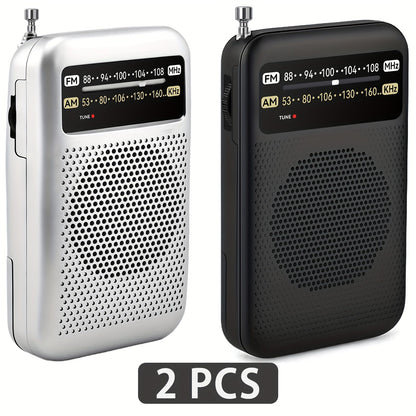 Pocket AM/FM Radio with 2-AA Battery Power, Headphone Jack and Single or Two-Piece Color Options