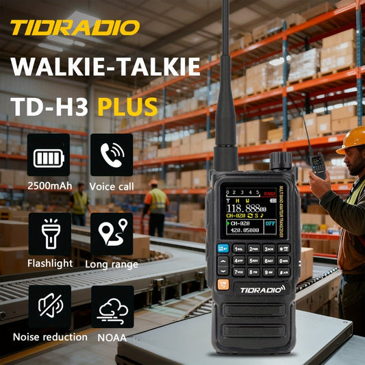 Tidradio H3 Plus Ham Radio Multi-Band Two-Way Radio, AM/FM Reception, Wireless Headset Compatible, Global Intercom via App, Long Range Walkie Talkie for Camping Emergency Outdoor Communication