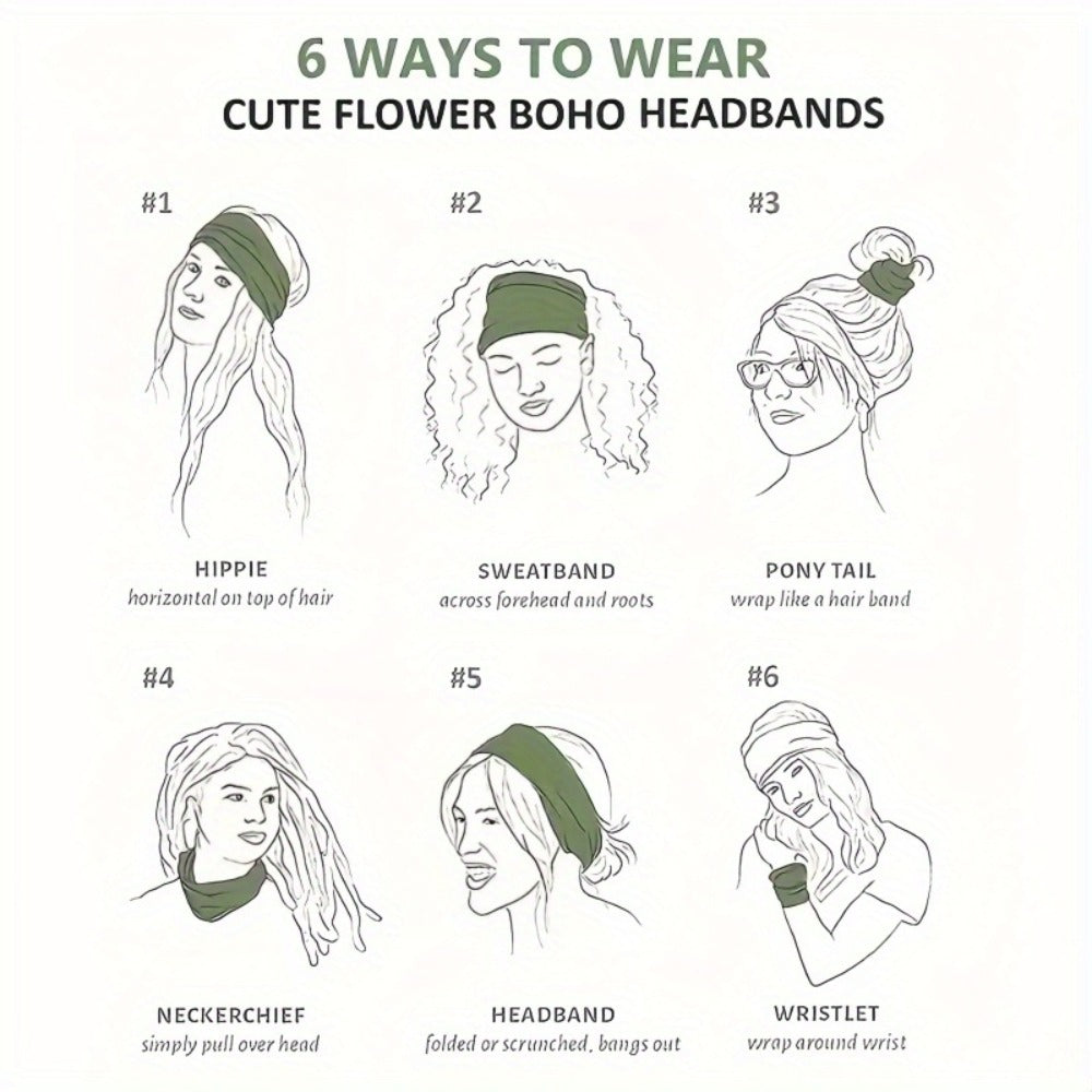 Eight Wide Knotted Headbands with Mixed Paisley and Geometric Patterns in One Image-Bound Set