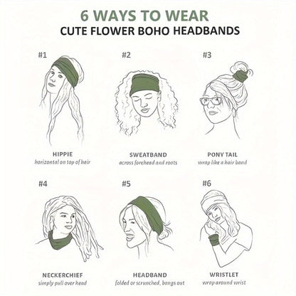 Eight Wide Knotted Headbands with Mixed Paisley and Geometric Patterns in One Image-Bound Set