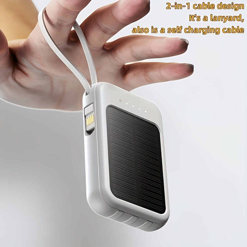 Power Bank 20000mAh with Built-In Cable Set, 20W Listed Charging and Solar or Standard Options