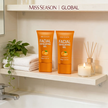 Facial Exfoliating Gel Two-Pack with Two 60g Orange Tubes, Flip-Top Caps and Face-or-Body Rinse-Off Format