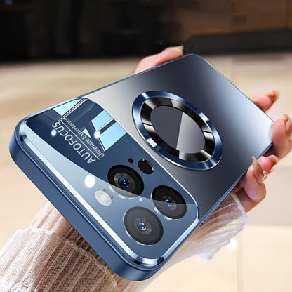 Phone Case Matte Titanium-Finish Magnetic Cover with Built-In Glass Lens Protector for Select iPhone Models