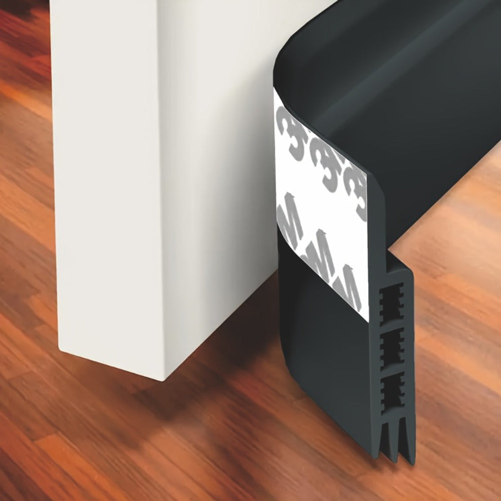 39-Inch Three-Layer Silicone Door Draft Stopper with Adhesive Backing in White, Black, Brown or Clear