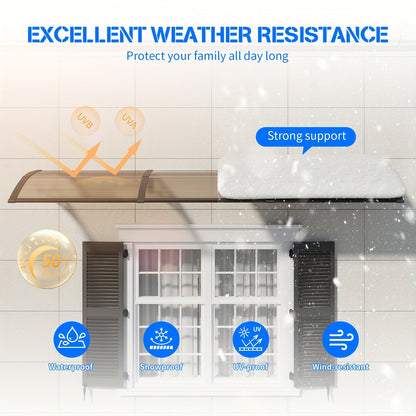 Door Awning Polycarbonate Window Canopy UPF50+ UV Rain Protection