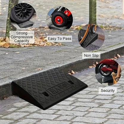 Curb Ramp Heavy Duty Plastic 3000 lb Portable Lightweight for Car SUV Motorcycle Bike Wheelchair Scooter Driveway Sidewalk Loading Dock Garage Outdoor Use Mobility Aid Ramp 2/4 Pack Black