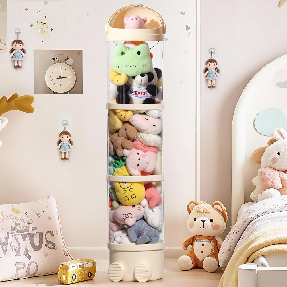 Stuffed Animal Storage Tower – Clear Plastic Toy Organizer with Layered Shelves, Visible Spacious Display Box for Kids Room, Living Room & Bedroom, Great Christmas Gift for Girls