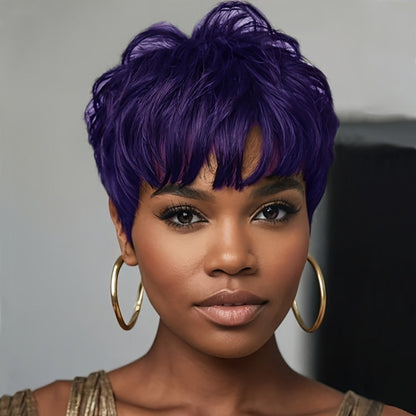 Synthetic Wig 4-Inch Wavy Bob with Bangs in Six Coded Natural and Fashion Colors for Costume Styling
