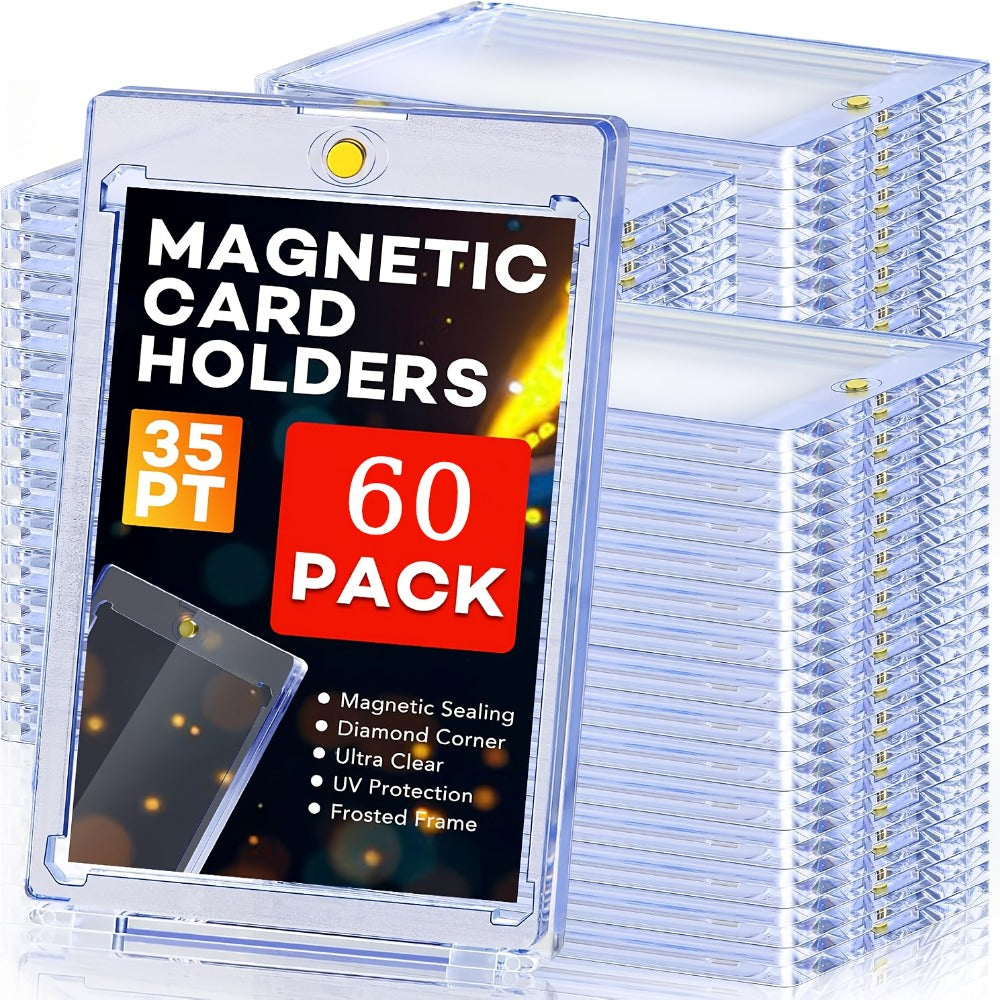 Magnetic Card Holders 35pt One-Touch Hard Case for Trading Cards – Sports Baseball Pokemon TCG Card Protector Sleeves Bulk Pack 5 30 60pcs Collector Gift