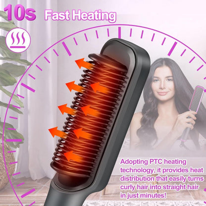 Heated Straightening Brush with Display in White, Grey, Champagne or Purple and Accessory Set