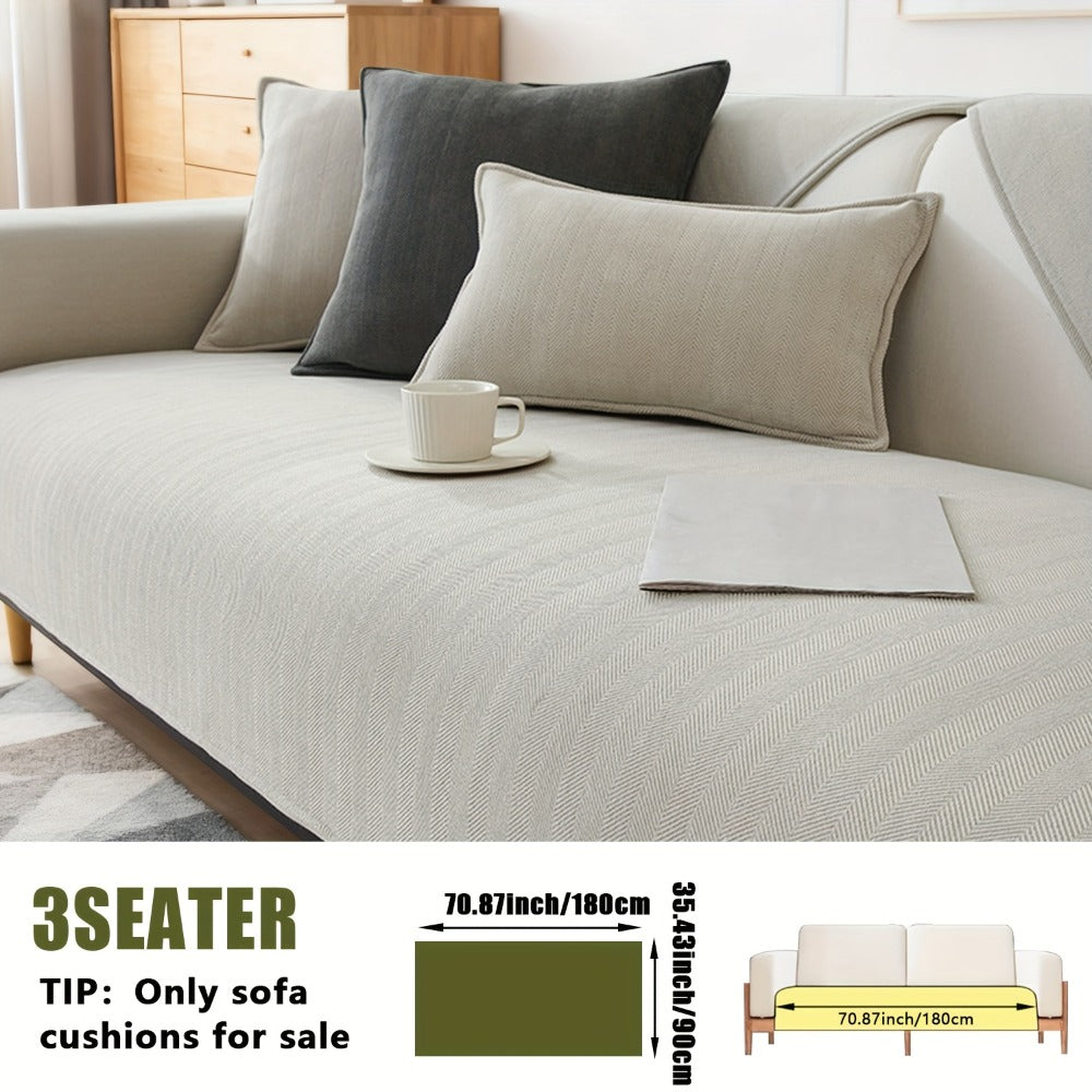 Sofa Cover Ribbed Chenille Stretch Panels with Non-Slip Design for 1 to 4 Seats, Armrests or Cushions
