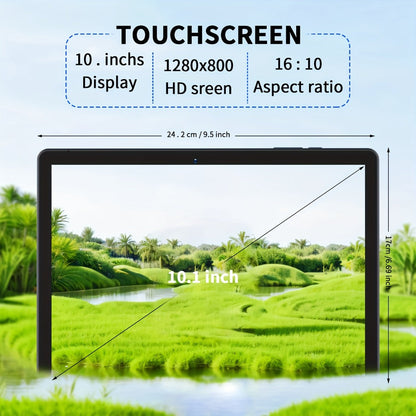 10.1 Inch Android 13 Tablet, 4GB RAM 64GB ROM 1TB Expandable, 6000mAh Battery, Quad-Core HD IPS Display, Dual Cameras, WiFi – Pritom 2025 Model, Silver Grey