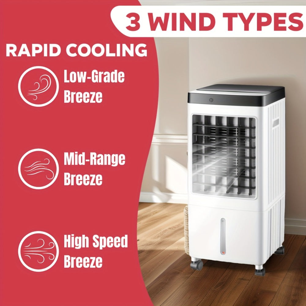 Portable Air Conditioner Evaporative Air Cooler with Remote, 40Hrs Cooling, 2.6 Gal Tank, 3 Speeds, Windowless AC Unit for Room, Personal Space Cooler Fast Cooling