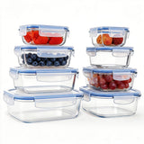 8 glass bowls + 8 lids blue