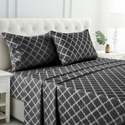 Bed Sheet Set Brushed Polyester in 3- or 4-Piece Configuration with Six Sizes and Eight Colors