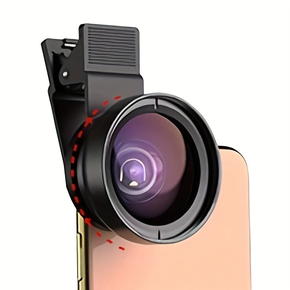 Two-in-One Universal Clip-On Smartphone Camera Lens with 0.45x Wide Angle and 12.5x Macro Optics