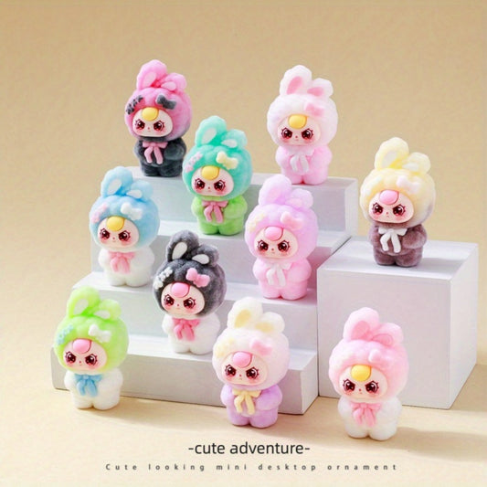 Cute Flocked Plush Mini Dolls 10pcs – Car Dashboard & Desktop Decoration, Random Mixed Colors, Fun Car Interior Accessory & Office Desk Decor