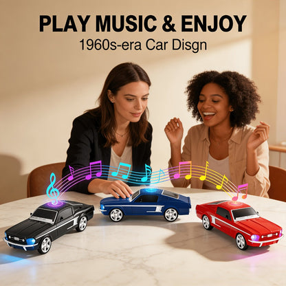 Retro Classic Car Model Bluetooth Speaker with Deep Bass, Colorful LED Lights, FM Radio, USB TF AUX Inputs, Built-In Mic, USB-C Rechargeable – Vintage Novelty Wireless Speaker for Home Decor, Office, Party & Gifts