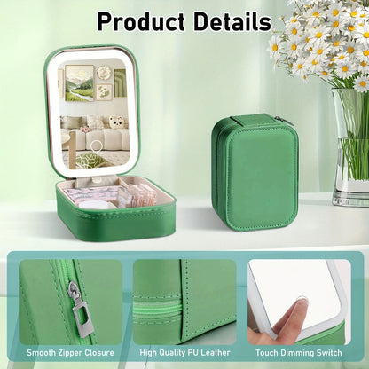 Lighted Makeup Case with LED Mirror & Cosmetic Organizer - 1200mAh Rechargeable USB Travel, for Makeup, Travel and Everyday Vanity Use