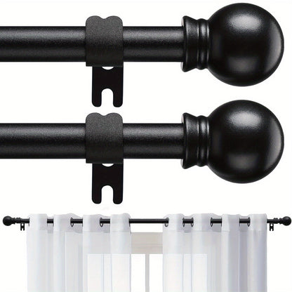 Curtain Rods 2 Pack Matte Black Adjustable 28 to 95 Inch | 5/8 Inch Stainless Steel Extra Long Window Curtain Rod Set for Living Room Bedroom Bathroom Kitchen | Multiple Sizes Available
