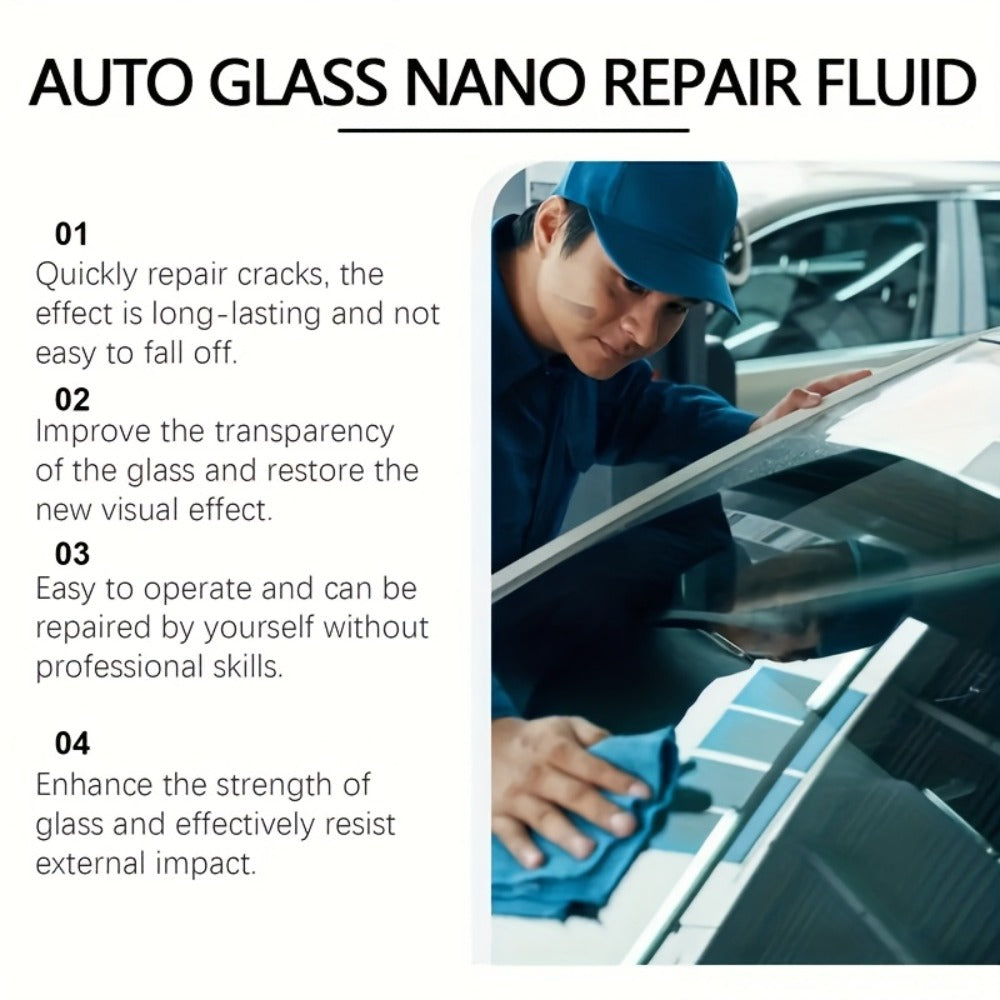 Windshield Repair Kit – 15-Min Quick Fix for Chips, Cracks & Rock Damage | Windshield Crack Repair Fluid with Curing Film, No Tools Needed