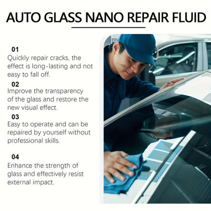 Windshield Repair Kit – 15-Min Quick Fix for Chips, Cracks & Rock Damage | Windshield Crack Repair Fluid with Curing Film, No Tools Needed