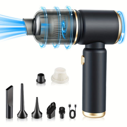 Handheld Vacuum Cleaner and Air Duster with Blow-Suction Modes, Six Attachments and Two Power Options