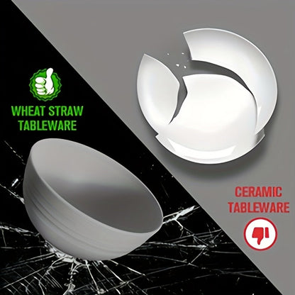 Wheat Straw Dinnerware Set 16 or 32 Piece – Plates & Bowls for 4 or 8 People, Microwave & Dishwasher Safe Plastic Dish Set, Lightweight Colorful Tableware for Home, Party & Holiday