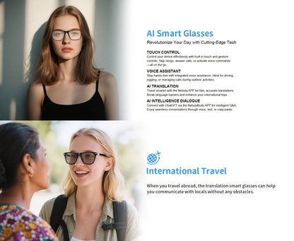 Smart Glasses 160-Language Translation Eyewear with Open-Ear Audio and 19 Photochromic Frame Options