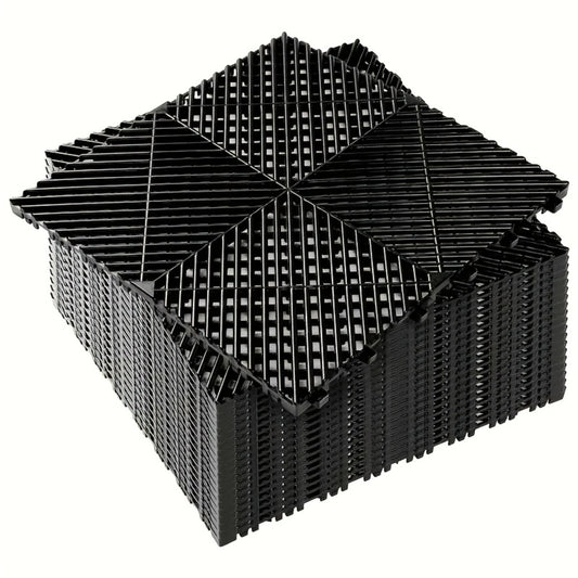 Interlocking Garage Floor Tiles 20-Pack - 16"x16" Drainage Floor Mat, Non-Slip PP Tiles for Garage, Car Wash, Basement & Pool | 41.3 Sq Ft Coverage
