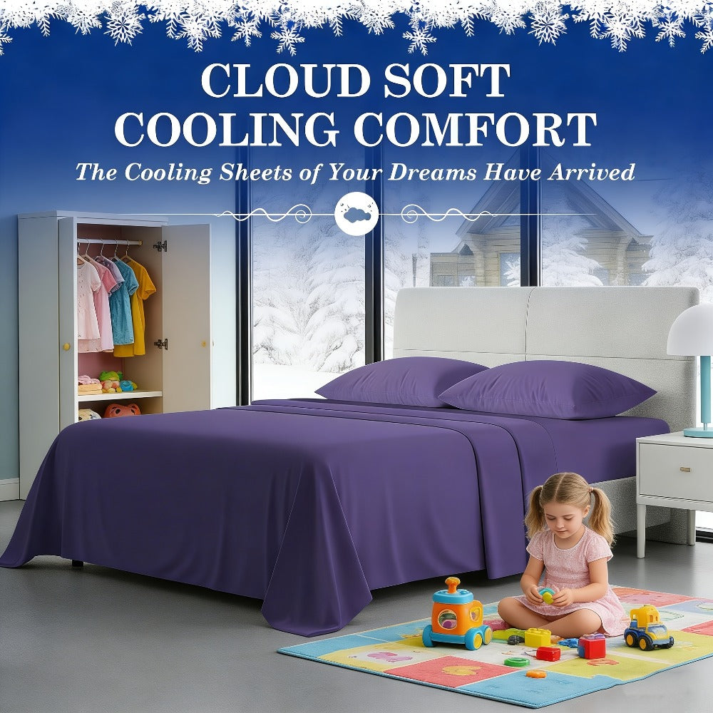 Bed Sheet Set Bamboo-Derived Fabric in 4- or 6-Piece Configuration with Extra-Deep Pocket and Fifteen Colors