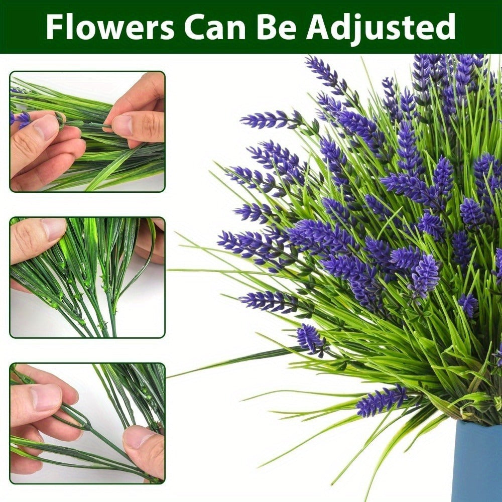 Artificial Flowers 11-Piece Lavender Stem Set in Purple Plastic for Garden, Wedding and Home Displays
