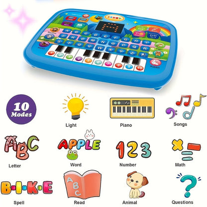 Educational Learning Tablet for Kids Ages 3-6 — Multifunctional Alphabet Numbers Music Animal Sounds & Piano Toy, Interactive Electronic Learning Machine for Toddlers Boys Girls, Birthday Christmas Gift