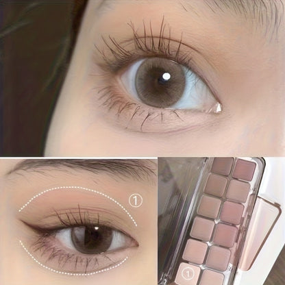 Eyeshadow Palette 12 Colors with Brush 2-in-1 Eyeshadow & Blush – Shimmer Glitter Matte Pearlescent Shades, Waterproof Long-Lasting Light Pink Series, Travel Size Eye Makeup for Women & Beginners