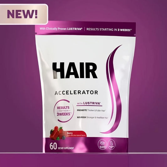 Lustriva Hair Growth Chews with Biotin & Mixed Berry – Clinically Studied Formula for Thicker, Stronger Hair | Hair Accelerator Supplement for Women & Men | 60 Chewable Gummies