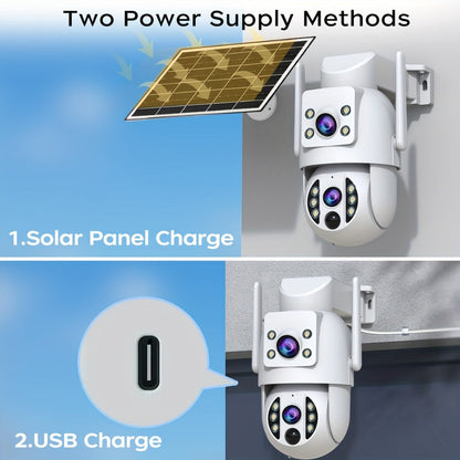 Solar PTZ Security Camera Dual Lens 1296P – 360° Outdoor WiFi Surveillance with Built-In Display, Color Night Vision, Two-Way Audio, Motion Detection & Rechargeable Battery by JOOAN