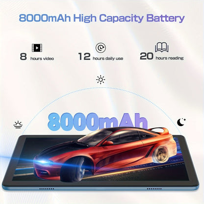 Android Tablet 10.1-Inch PRITOM with Android 14, 8GB Total RAM, 128GB Internal Storage and Keyboard Kit