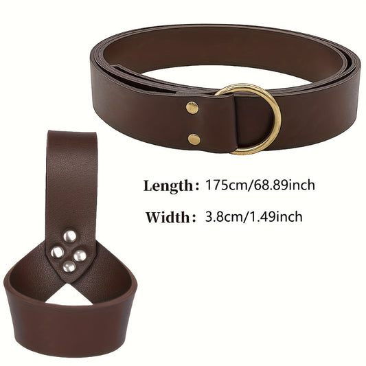Costume Accessories Faux Leather Knife Sheath and Belt Options in Black or Brown for Medieval Outfits