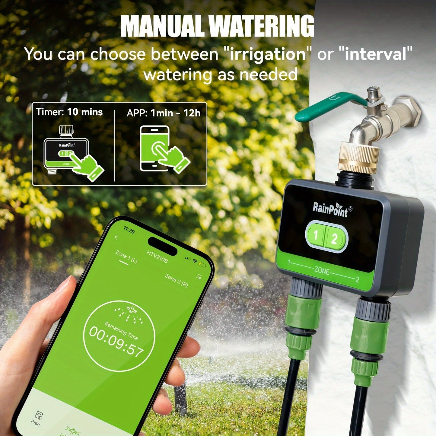 WiFi Sprinkler Timer 2 Zone Smart | App Control Garden Irrigation