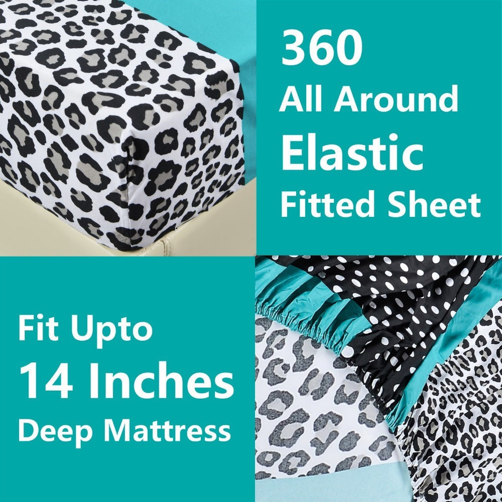 Microfiber Bed Sheet Set 4/6 Pcs – Soft Breathable Patchwork Printed Bedding with Deep Pocket Fitted Sheet, Wrinkle-Resistant Easy Care – Twin, Full, Queen, King Sizes Available