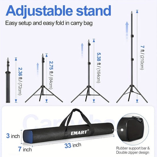 10x7ft Photo Video Studio Backdrop Stand System Kit with Carrying Bag | Adjustable Background Support for Photography, Wedding, Party Decoration & Portrait Studio