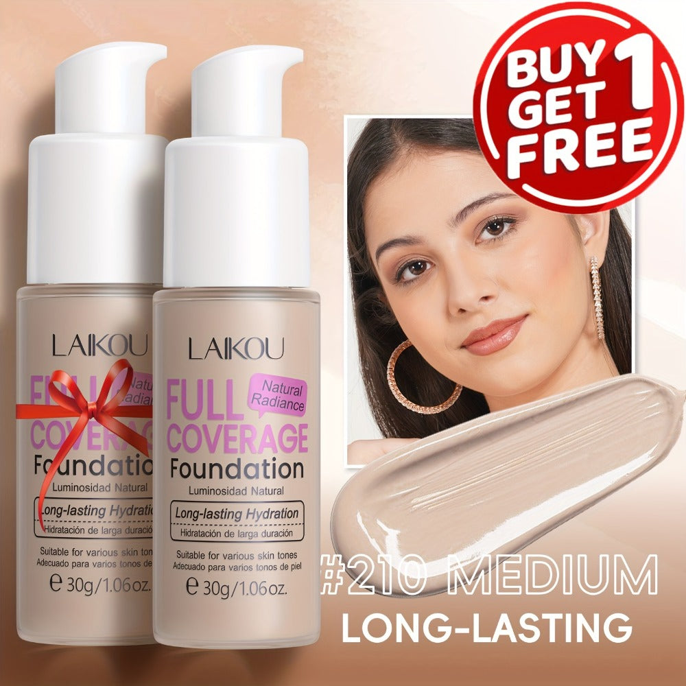 LALKOU 30g Liquid Foundation Two-Bottle Set with Pump Dispensers and Six Shades from Ivory to Tan