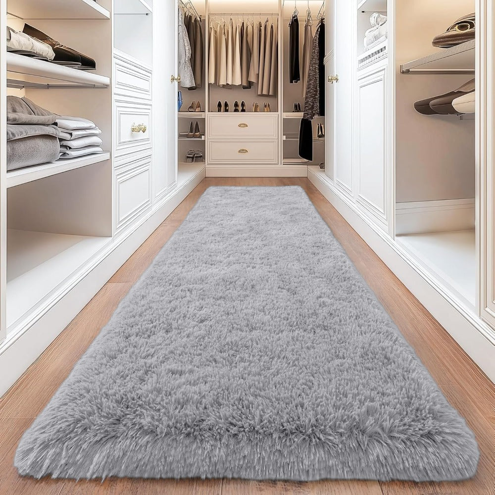 Area Rug, 4x6 Foot Shaggy Faux-Fur Indoor Carpet in Five Solid Colors with Machine-Wash Care