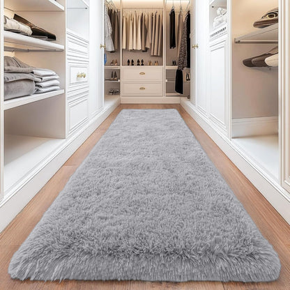Area Rug, 4x6 Foot Shaggy Faux-Fur Indoor Carpet in Five Solid Colors with Machine-Wash Care