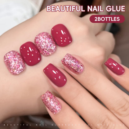 Gel Nail Polish Set with XEIJAYI Label, 2 Candy Holographic and Nude Pink Glitter Gel Colors