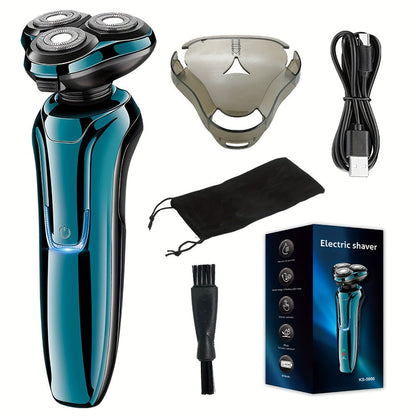 Electric Shaver 4D Floating Triple-Blade Razor with Wet/Dry Waterproof Use, LED Display and Type-C Charging