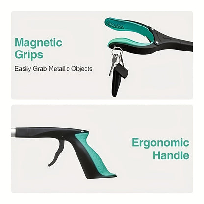 Foldable Grabber Reacher 32-Inch Heavy Duty with Extendable Arm & Anti-Slip Grip - Portable Lightweight Reach Tool for Elderly, Disabled, Home, Office & Outdoor Hard-to-Reach Areas, Ceiling & Shelves