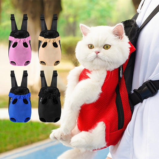 Double Pet Carrier Backpack for Two Cats & Dogs | Breathable Mesh Front Chest Bag for Small Pets, Adjustable Portable Dual Carrier for Outdoor Travel Hiking, 5 Colors S/M/L/XL Sizes